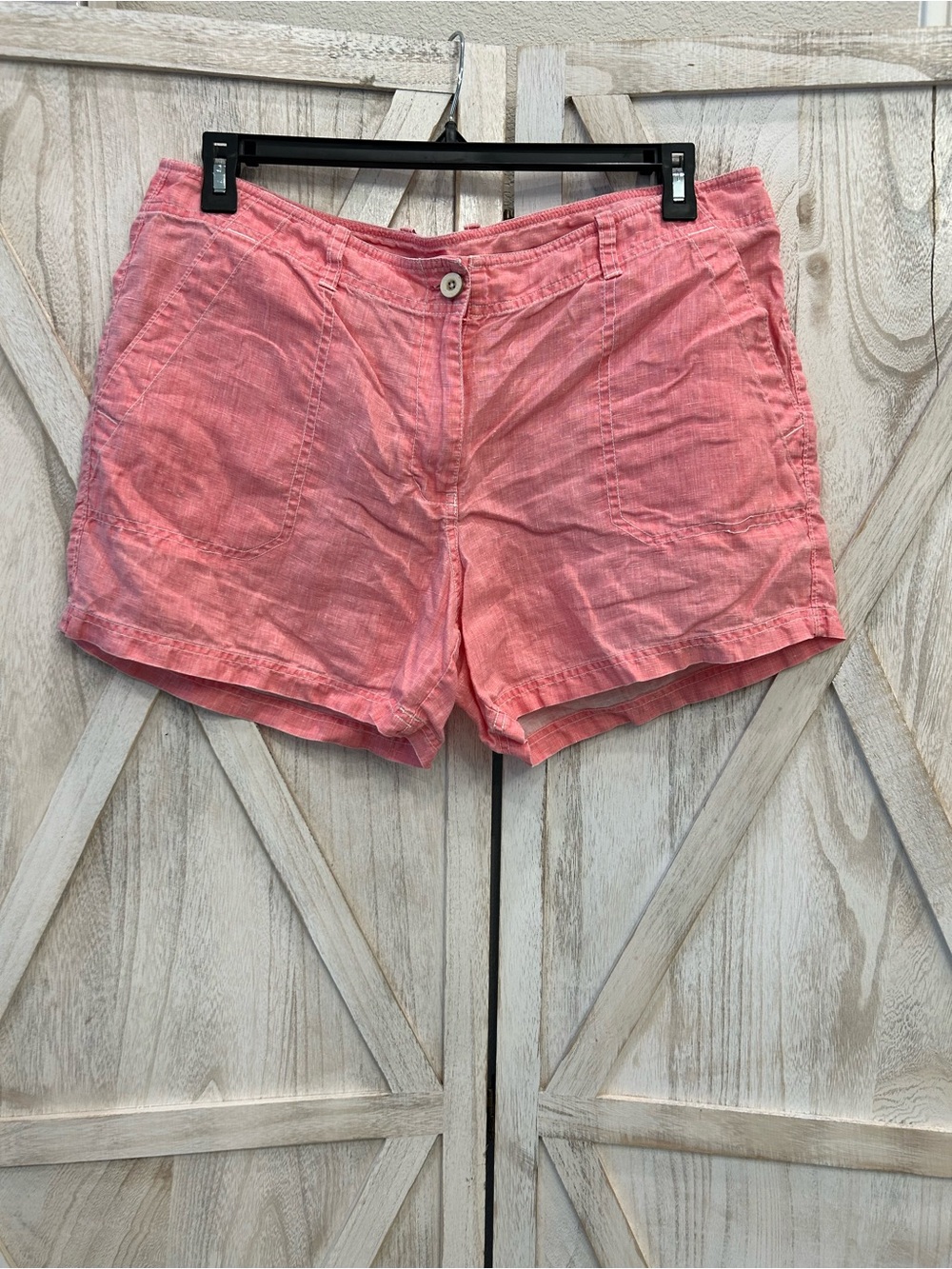 Tommy Bahama Coral Pink High-Waist Linen-Blend Shorts